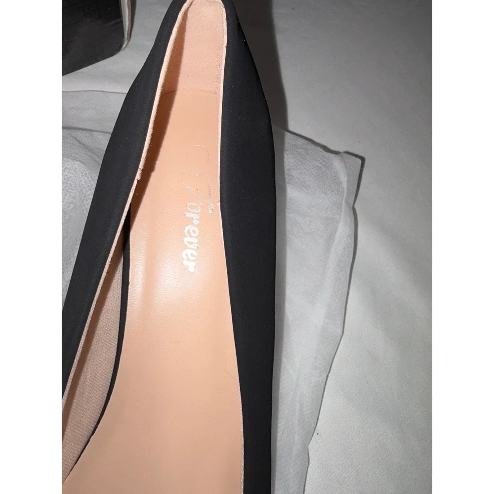 Forever Dana-9 Black Kitten Heel Pumps Round Toe Office Shoes Womens 8